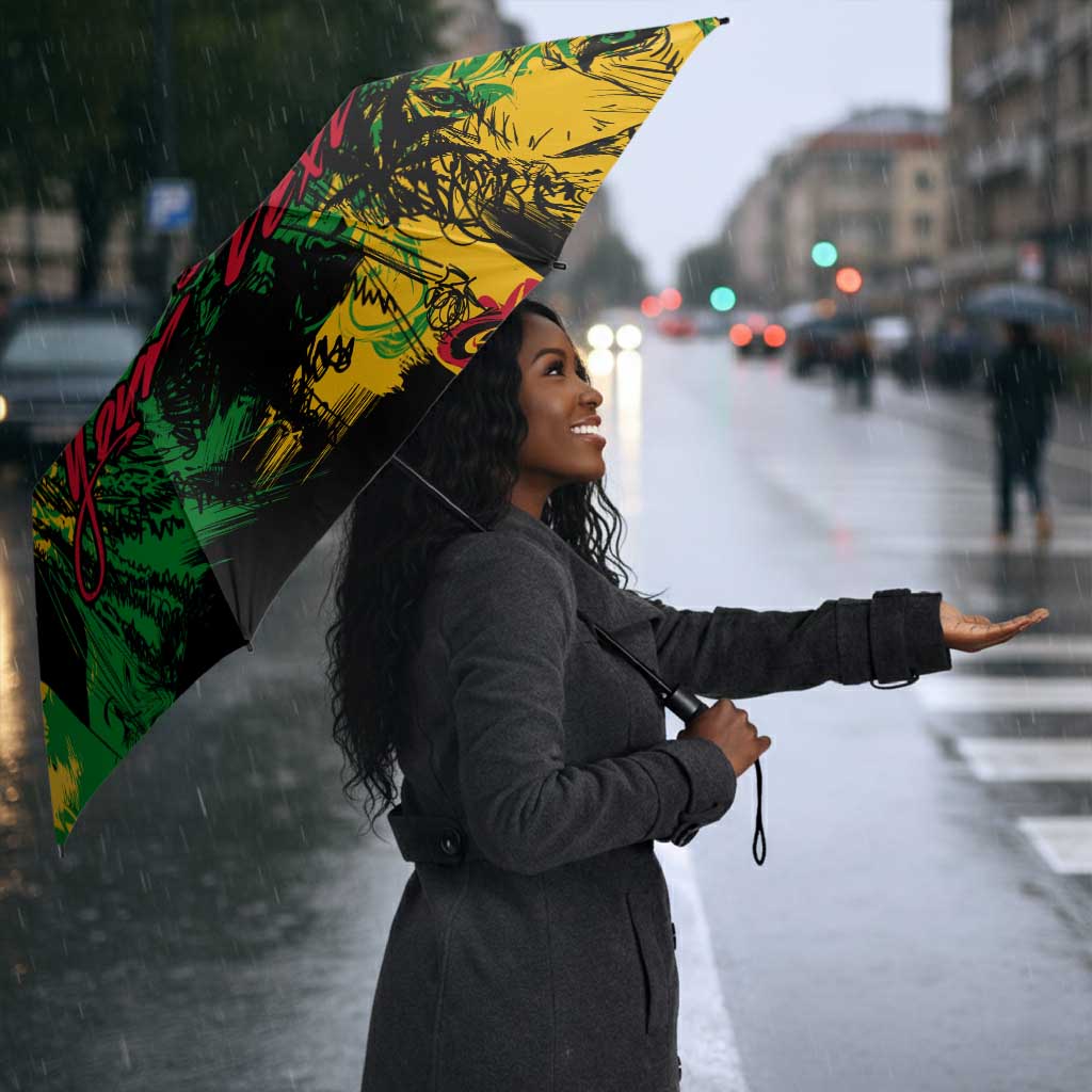 Personalized Rastafarian Lion Legend Bob Umbrella Black Jamaican Reggae Sketch Portrait