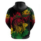 Rastafarian Lion Legend Bob Zip Hoodie Black Jamaican Reggae Festival Sketch Portrait