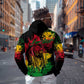 Rastafarian Lion Legend Bob Zip Hoodie Black Jamaican Reggae Festival Sketch Portrait
