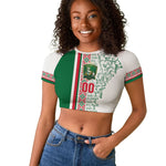 Algeria Tasqa n Umadal Custom Raglan Cropped T shirt Amazigh Desert Pattern Edition