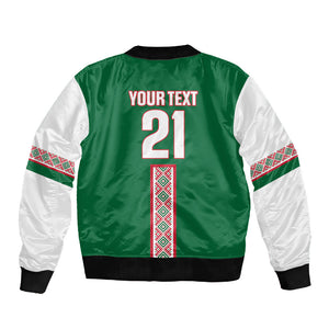 Algeria Tasqa n Umadal Custom Sleeve Zip Bomber Jacket Amazigh Desert Pattern Edition
