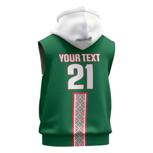 Algeria Tasqa n Umadal Custom Sleeveless Hoodie Amazigh Desert Pattern Edition