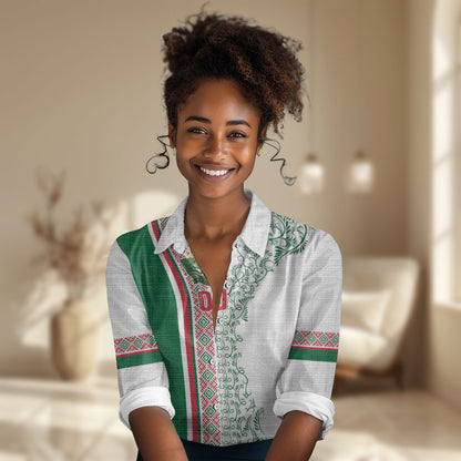 Algeria Tasqa n Umadal Custom Women Casual Shirt Amazigh Desert Pattern Edition