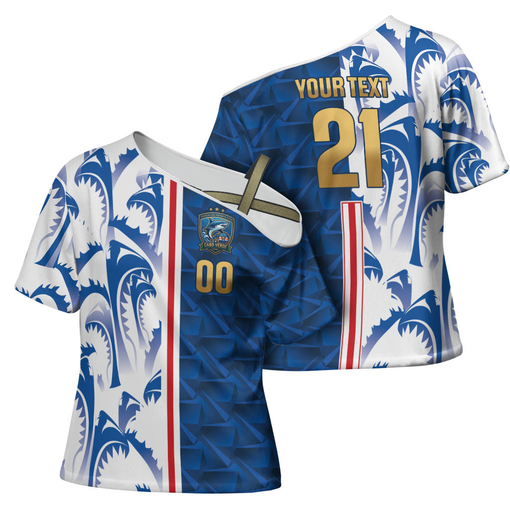 Cabo Verde Kopa di Mundu Custom Cross Shoulder Shirt Atlantic Waves Blue Edition