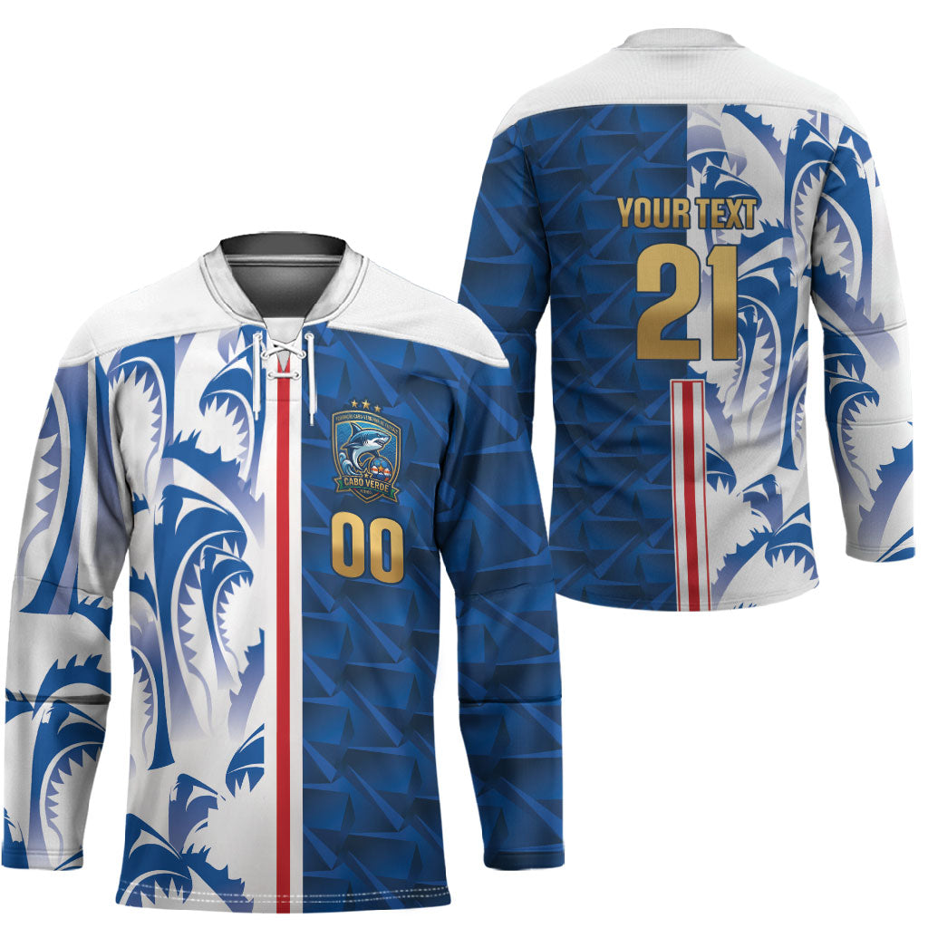 Cabo Verde Kopa di Mundu Custom Hockey Jersey Atlantic Waves Blue Edition