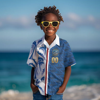 Cabo Verde Kopa di Mundu Custom Kid Hawaiian Shirt Atlantic Waves Blue Edition