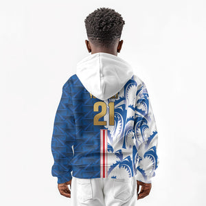 Cabo Verde Kopa di Mundu Custom Kid Hoodie Atlantic Waves Blue Edition