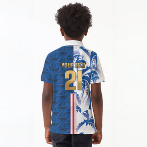 Cabo Verde Kopa di Mundu Custom Kid Polo Shirt Atlantic Waves Blue Edition