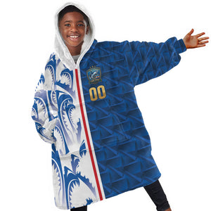 Cabo Verde Kopa di Mundu Custom Kid Wearable Blanket Hoodie Atlantic Waves Blue Edition