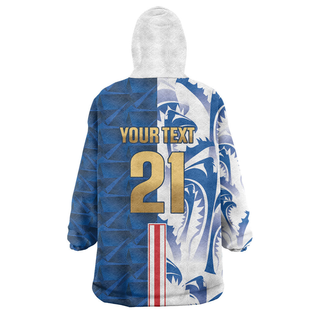 Cabo Verde Kopa di Mundu Custom Kid Wearable Blanket Hoodie Atlantic Waves Blue Edition