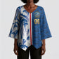 Cabo Verde Kopa di Mundu Custom Kimono Sleeve Blouse Atlantic Waves Blue Edition
