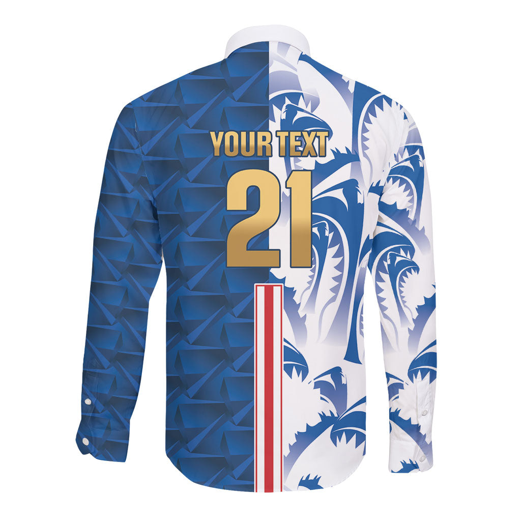 Cabo Verde Kopa di Mundu Custom Long Sleeve Button Shirt Atlantic Waves Blue Edition