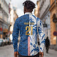 Cabo Verde Kopa di Mundu Custom Long Sleeve Button Shirt Atlantic Waves Blue Edition