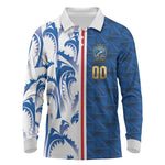 Cabo Verde Kopa di Mundu Custom Long Sleeve Polo Shirt Atlantic Waves Blue Edition