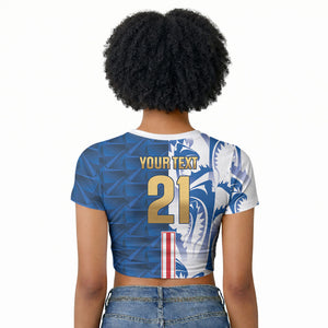 Cabo Verde Kopa di Mundu Custom Raglan Cropped T shirt Atlantic Waves Blue Edition