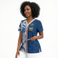 Cabo Verde Kopa di Mundu Custom Scrub Top Atlantic Waves Blue Edition
