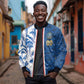 Cabo Verde Kopa di Mundu Custom Sleeve Zip Bomber Jacket Atlantic Waves Blue Edition