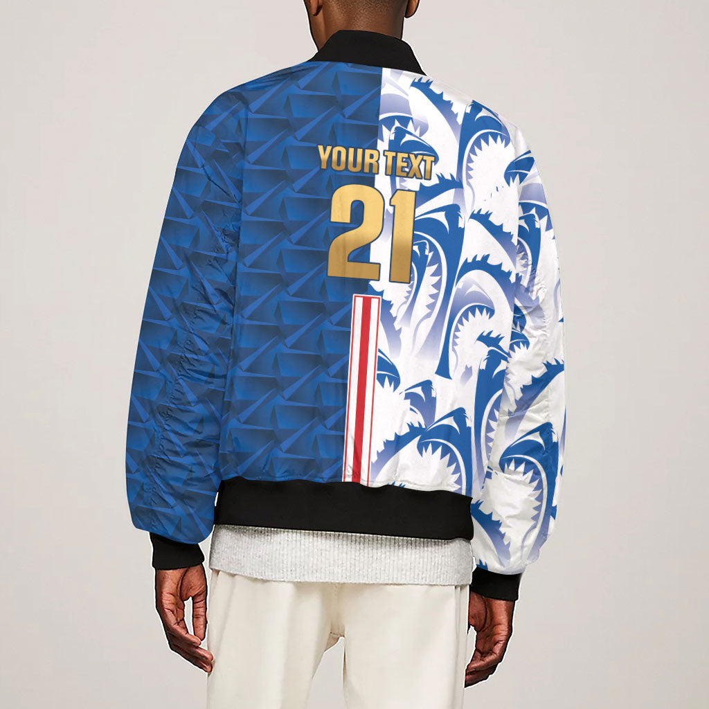 Cabo Verde Kopa di Mundu Custom Sleeve Zip Bomber Jacket Atlantic Waves Blue Edition