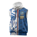Cabo Verde Kopa di Mundu Custom Sleeveless Zip Hoodie Atlantic Waves Blue Edition