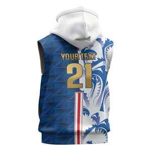 Cabo Verde Kopa di Mundu Custom Sleeveless Zip Hoodie Atlantic Waves Blue Edition