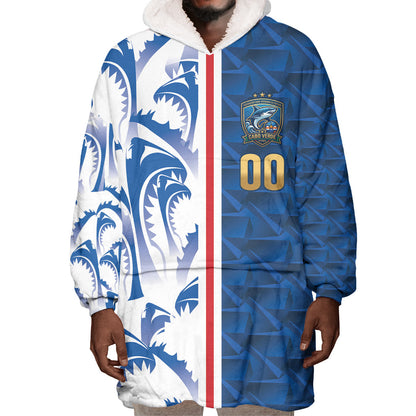 Cabo Verde Kopa di Mundu Custom Wearable Blanket Hoodie Atlantic Waves Blue Edition