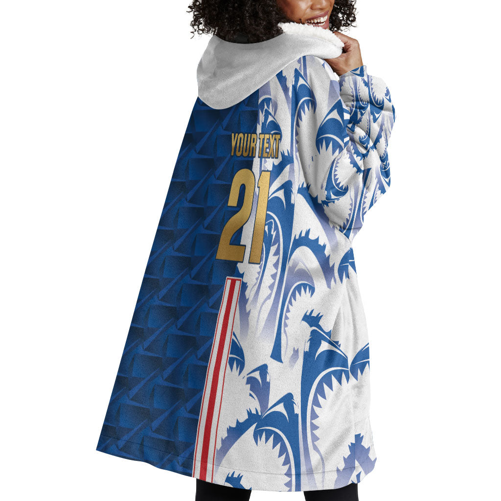 Cabo Verde Kopa di Mundu Custom Wearable Blanket Hoodie Atlantic Waves Blue Edition