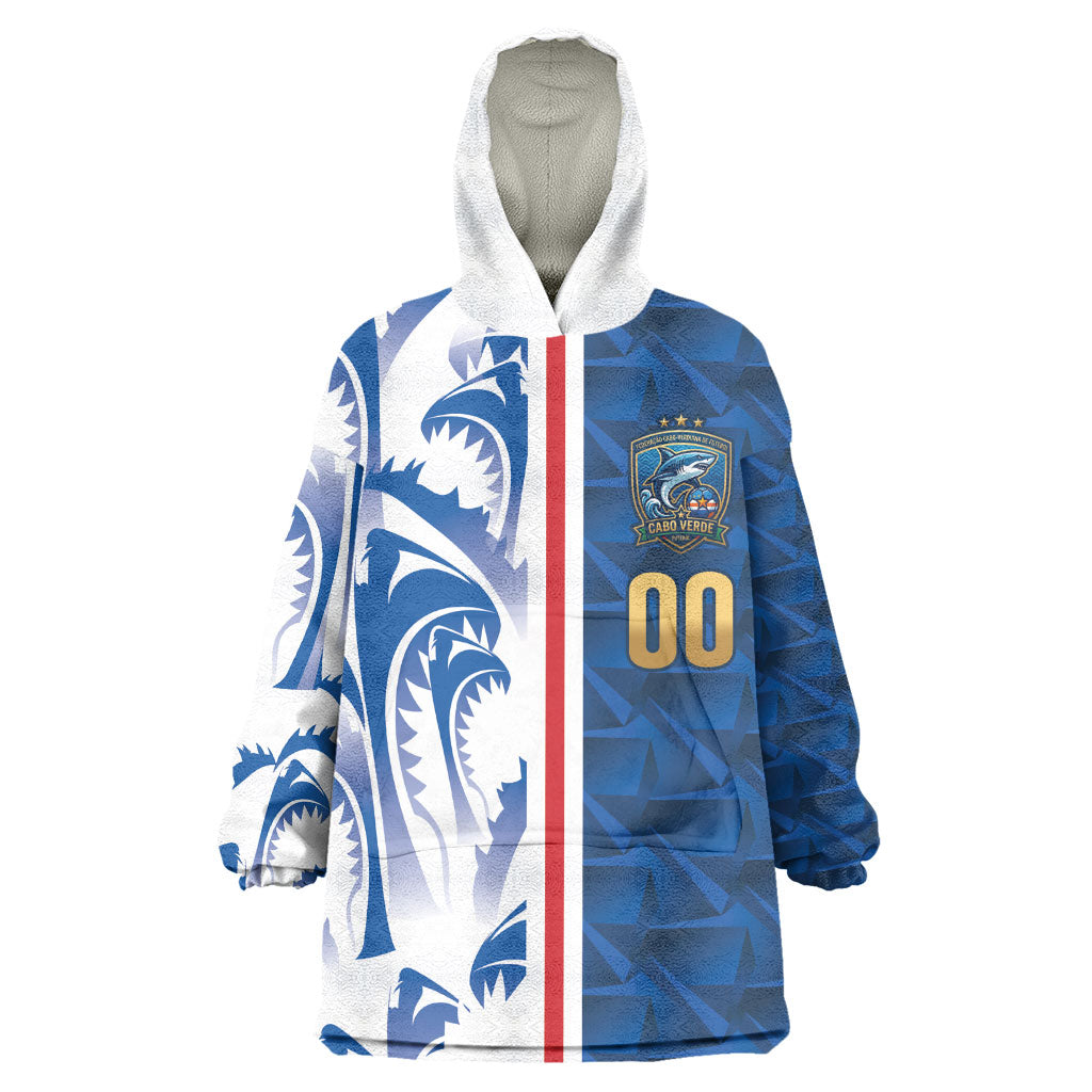 Cabo Verde Kopa di Mundu Custom Wearable Blanket Hoodie Atlantic Waves Blue Edition