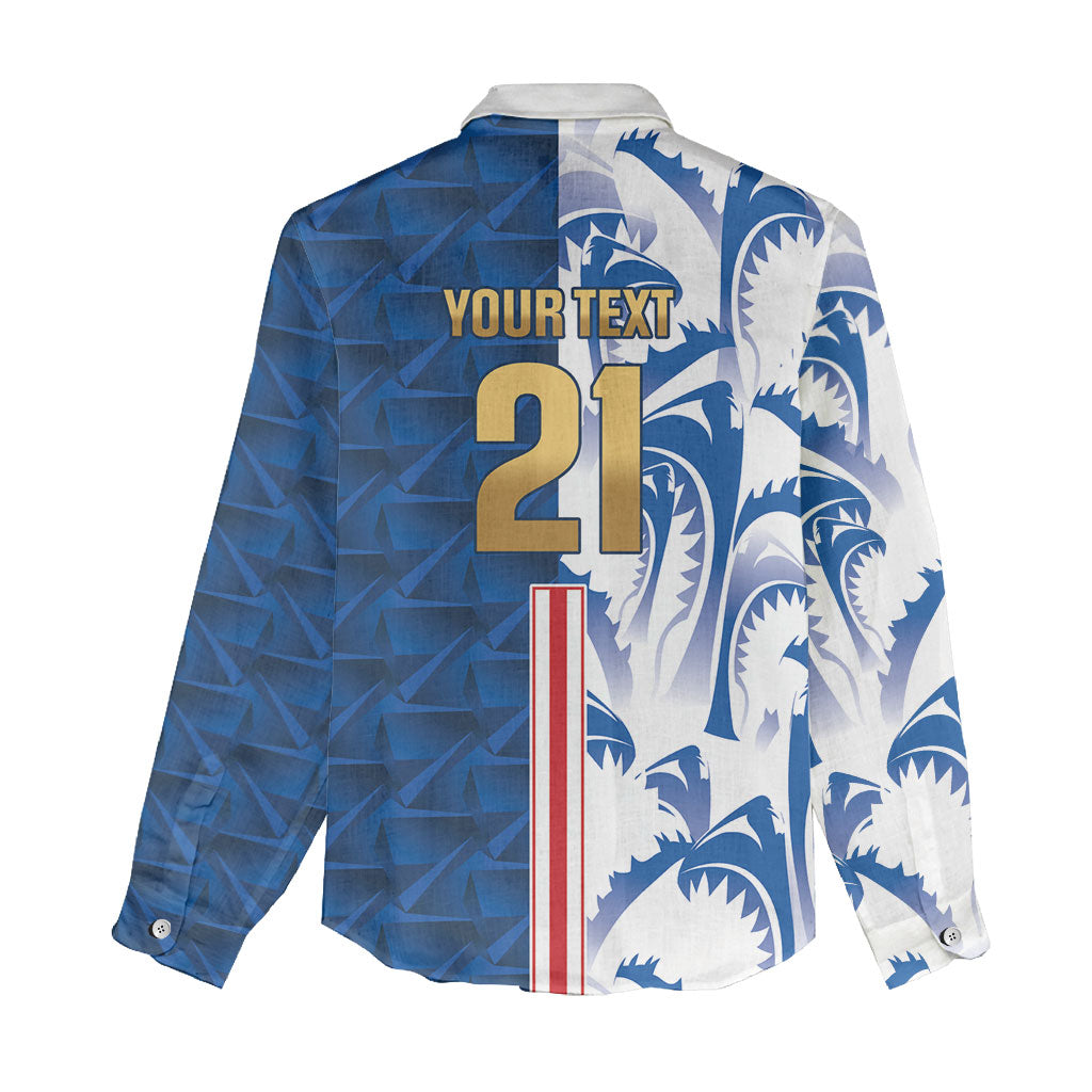 Cabo Verde Kopa di Mundu Custom Women Casual Shirt Atlantic Waves Blue Edition