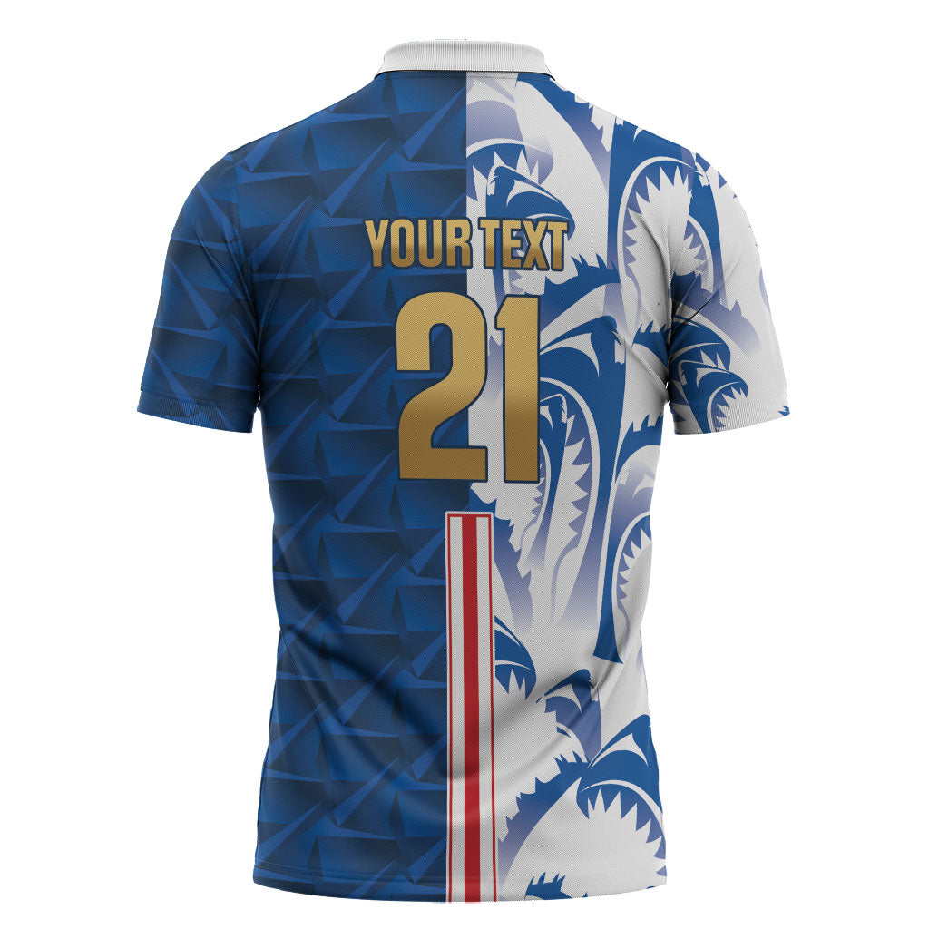 Cabo Verde Kopa di Mundu Custom Zipper Polo Shirt Atlantic Waves Blue Edition