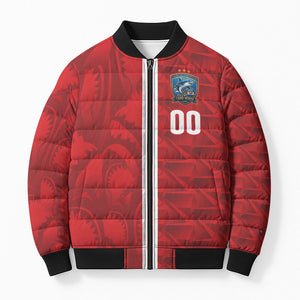 Cabo Verde Kopa di Mundu Custom Bomber Puffer Jacket Atlantic Waves Red Edition