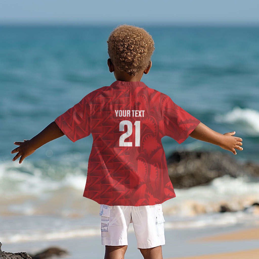 Cabo Verde Kopa di Mundu Custom Kid Hawaiian Shirt Atlantic Waves Red Edition
