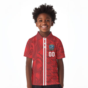 Cabo Verde Kopa di Mundu Custom Kid Polo Shirt Atlantic Waves Red Edition