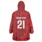 Cabo Verde Kopa di Mundu Custom Kid Wearable Blanket Hoodie Atlantic Waves Red Edition