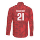 Cabo Verde Kopa di Mundu Custom Long Sleeve Button Shirt Atlantic Waves Red Edition
