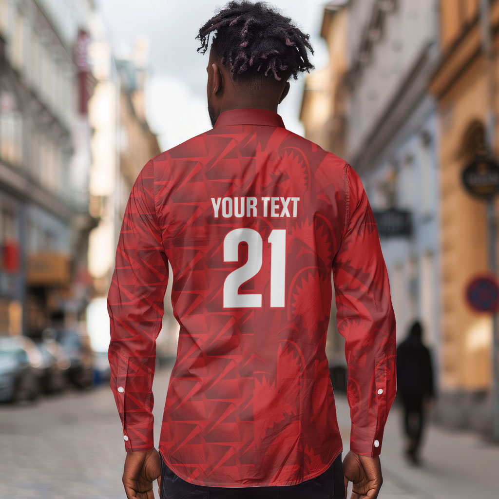 Cabo Verde Kopa di Mundu Custom Long Sleeve Button Shirt Atlantic Waves Red Edition