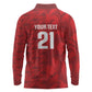 Cabo Verde Kopa di Mundu Custom Long Sleeve Polo Shirt Atlantic Waves Red Edition