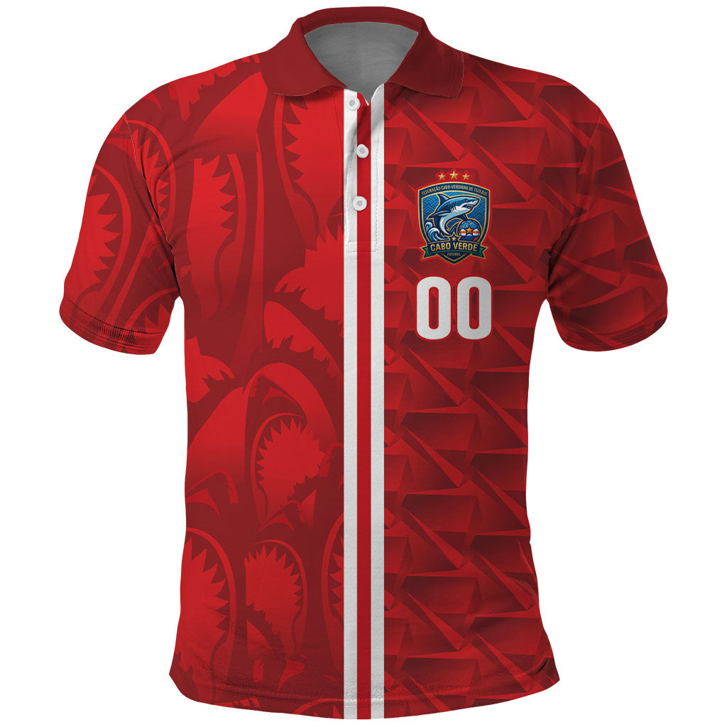 Cabo Verde Kopa di Mundu Custom Polo Shirt Atlantic Waves Red Edition
