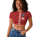 Cabo Verde Kopa di Mundu Custom Raglan Cropped T shirt Atlantic Waves Red Edition