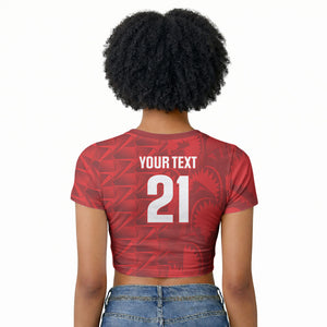 Cabo Verde Kopa di Mundu Custom Raglan Cropped T shirt Atlantic Waves Red Edition
