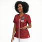 Cabo Verde Kopa di Mundu Custom Scrub Top Atlantic Waves Red Edition