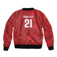 Cabo Verde Kopa di Mundu Custom Sleeve Zip Bomber Jacket Atlantic Waves Red Edition