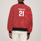 Cabo Verde Kopa di Mundu Custom Sleeve Zip Bomber Jacket Atlantic Waves Red Edition