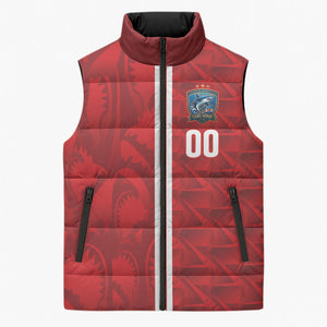Cabo Verde Kopa di Mundu Custom Sleeveless Puffer Jacket Atlantic Waves Red Edition