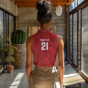Cabo Verde Kopa di Mundu Custom Women Sleeveless Polo Shirt Atlantic Waves Red Edition