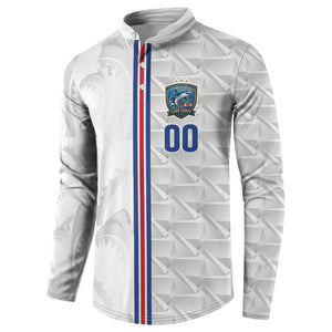 Cabo Verde Kopa di Mundu Custom Button Sweatshirt Atlantic Waves White Edition