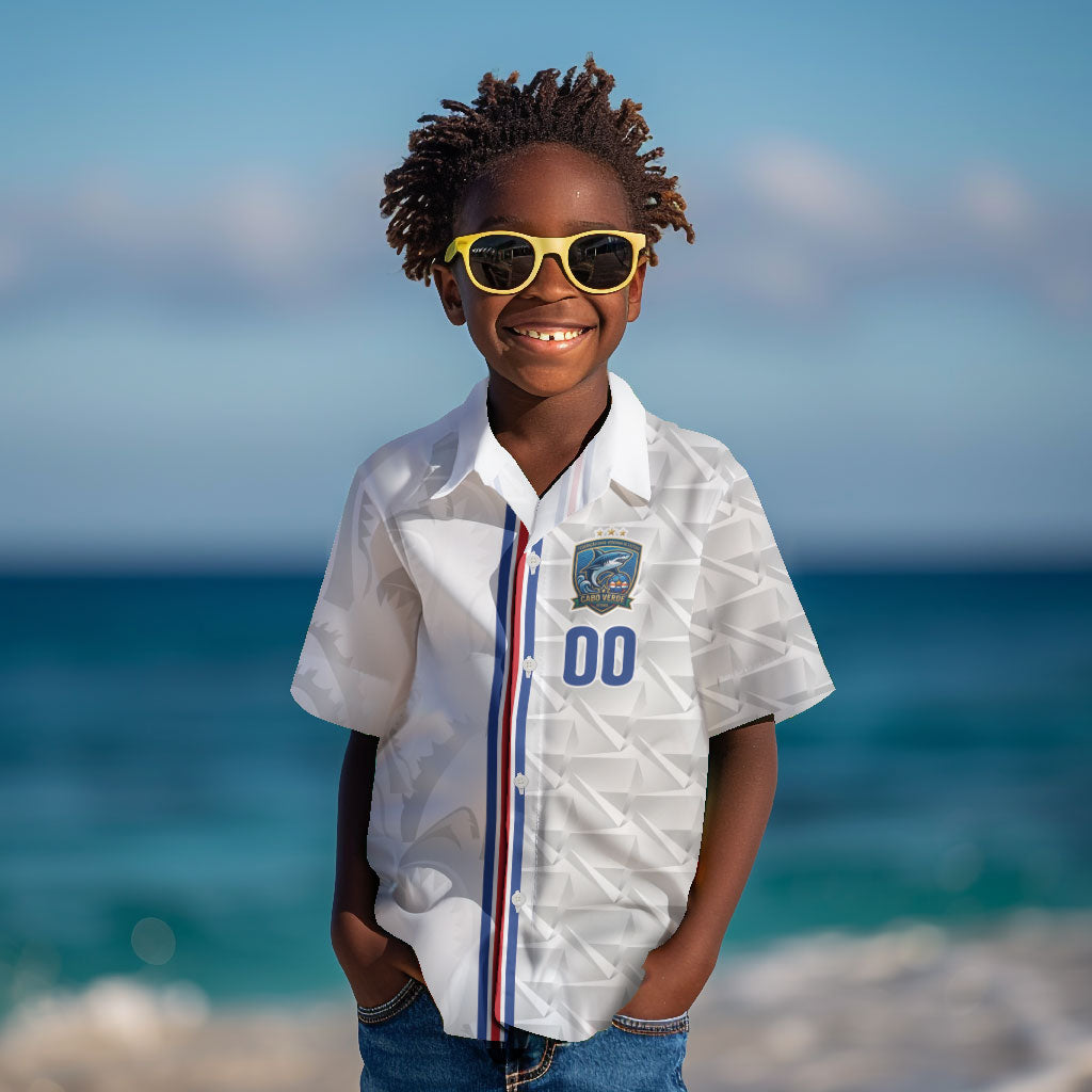 Cabo Verde Kopa di Mundu Custom Kid Hawaiian Shirt Atlantic Waves White Edition