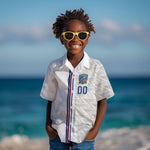 Cabo Verde Kopa di Mundu Custom Kid Hawaiian Shirt Atlantic Waves White Edition