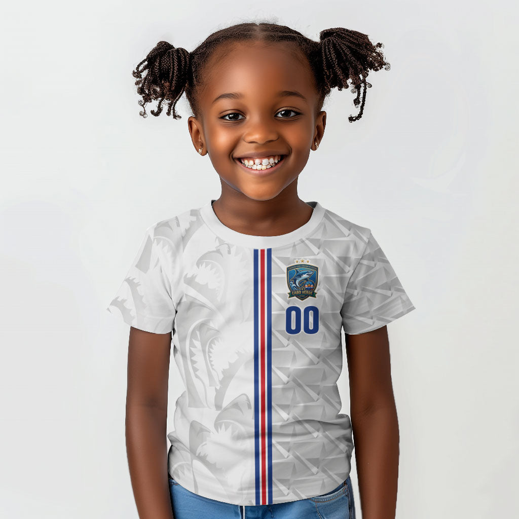 Cabo Verde Kopa di Mundu Custom Kid T shirt Atlantic Waves White Edition