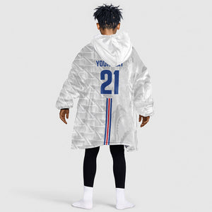 Cabo Verde Kopa di Mundu Custom Kid Wearable Blanket Hoodie Atlantic Waves White Edition