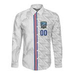 Cabo Verde Kopa di Mundu Custom Long Sleeve Button Shirt Atlantic Waves White Edition